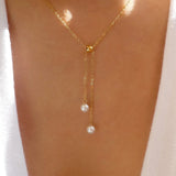 Y Shaped Stacking Necklace Classic Pearl Dangle Necklaces Wedding Jewelry