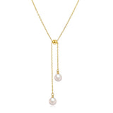 Y Shaped Stacking Necklace Classic Pearl Dangle Necklaces Wedding Jewelry