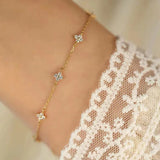 S925 Sterling Silver Bralelets For Women Minimalist Lucky Flower Zircon