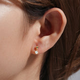 S925 Silver CZ Stud Earrings Geometric Mini Studs