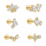 S925 Silver CZ Stud Earrings Geometric Mini Studs