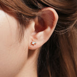 S925 Silver CZ Stud Earrings Geometric Mini Studs