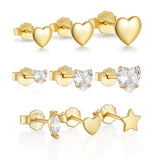 925 Silver Heart Stud Earrings Zircon Women Gift