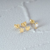 925 Silver Heart Stud Earrings Zircon Women Gift