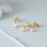 925 Silver Heart Stud Earrings Zircon Women Gift