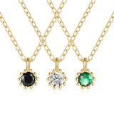 S925 Silver Necklace Mini Gem Pendant Choker