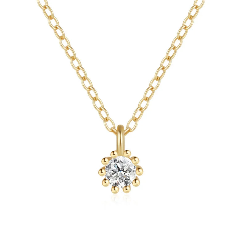 S925 Silver Necklace Mini Gem Pendant Choker
