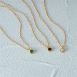 S925 Silver Necklace Mini Gem Pendant Choker