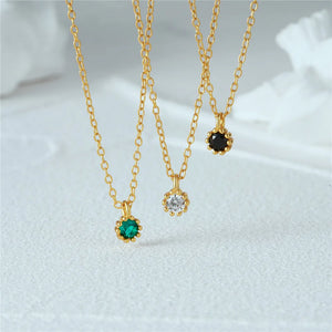 S925 Silver Necklace Mini Gem Pendant Choker