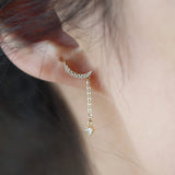 925 Silver Stud Earring Star Moon Zircon Ear Piercing