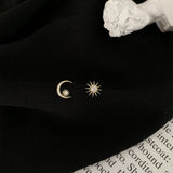 925 Silver Stud Earring Star Moon Zircon Ear Piercing