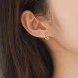 925 Silver Stud Earring Star Moon Zircon Ear Piercing