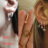 Silver Plating Hoop Earrings With Neon Heart Charm Drop For Girls