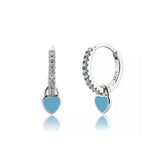 Silver Plating Hoop Earrings With Neon Heart Charm Drop For Girls