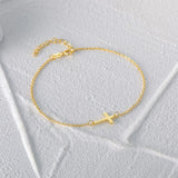 925 Sterling Silver Cross Bracelet 18K Plated Summer Beach Gift