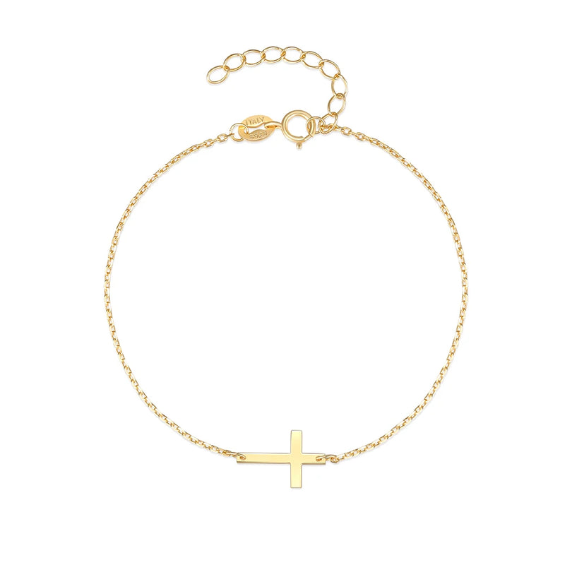 925 Sterling Silver Cross Bracelet 18K Plated Summer Beach Gift