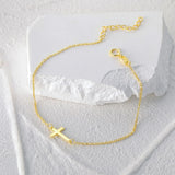 925 Sterling Silver Cross Bracelet 18K Plated Summer Beach Gift