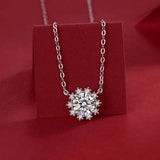 1CT Snowflake Moissanite Necklace 925 Sterling Silver Pendant