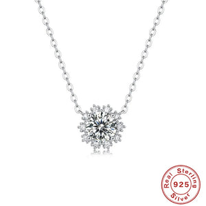 1CT Snowflake Moissanite Necklace 925 Sterling Silver Pendant