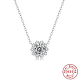 1CT Snowflake Moissanite Necklace 925 Sterling Silver Pendant