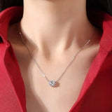 1CT Snowflake Moissanite Necklace 925 Sterling Silver Pendant