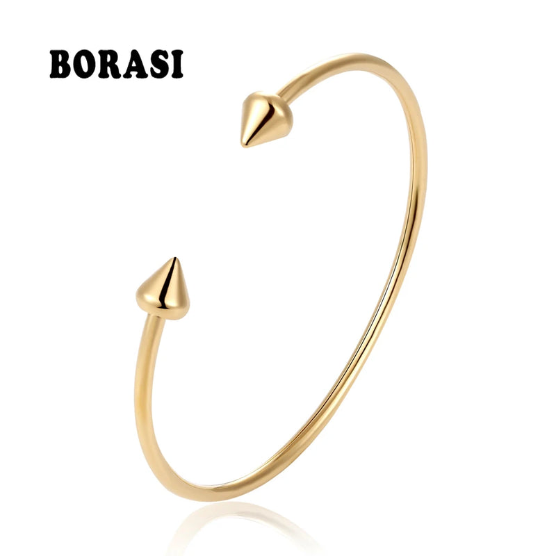 BOBASI Triangle Charm Cuff Bracelet Stainless Steel Bangle
