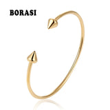BOBASI Triangle Charm Cuff Bracelet Stainless Steel Bangle