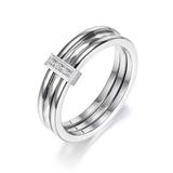 Mosaic CZ Crystal Rose Rings Stainless Steel Wedding Rings For Women