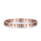 Roman Numerals Bangle Bracelet Stainless Steel CZ Wedding BB17050