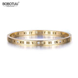 Roman Numerals Bangle Bracelet Stainless Steel CZ Wedding BB17050
