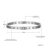 Roman Numerals Bangle Bracelet Stainless Steel CZ Wedding BB17050