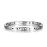 Roman Numerals Bangle Bracelet Stainless Steel CZ Wedding BB17050