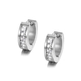 CZ Hoop Earrings Crystal Jewelry Stainless Steel Rose Rhinestone Earrings