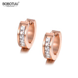 CZ Hoop Earrings Crystal Jewelry Stainless Steel Rose Rhinestone Earrings