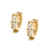 CZ Hoop Earrings Crystal Jewelry Stainless Steel Rose Rhinestone Earrings