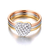 Titanium Stainless Steel Rhinestone Heart Ring Plated Bohemia Party Ring
