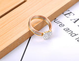 Titanium Stainless Steel Rhinestone Heart Ring Plated Bohemia Party Ring