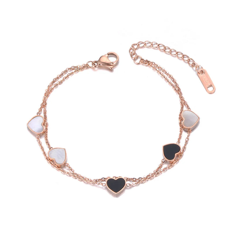 Heart Charm Bracelet Stainless Steel Bohemia Chain Link BB19072