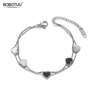 Heart Charm Bracelet Stainless Steel Bohemia Chain Link BB19072