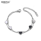 Heart Charm Bracelet Stainless Steel Bohemia Chain Link BB19072