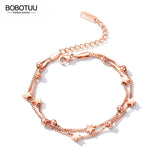 Women's Stainless Steel Star Ball Chain Link Bracelet