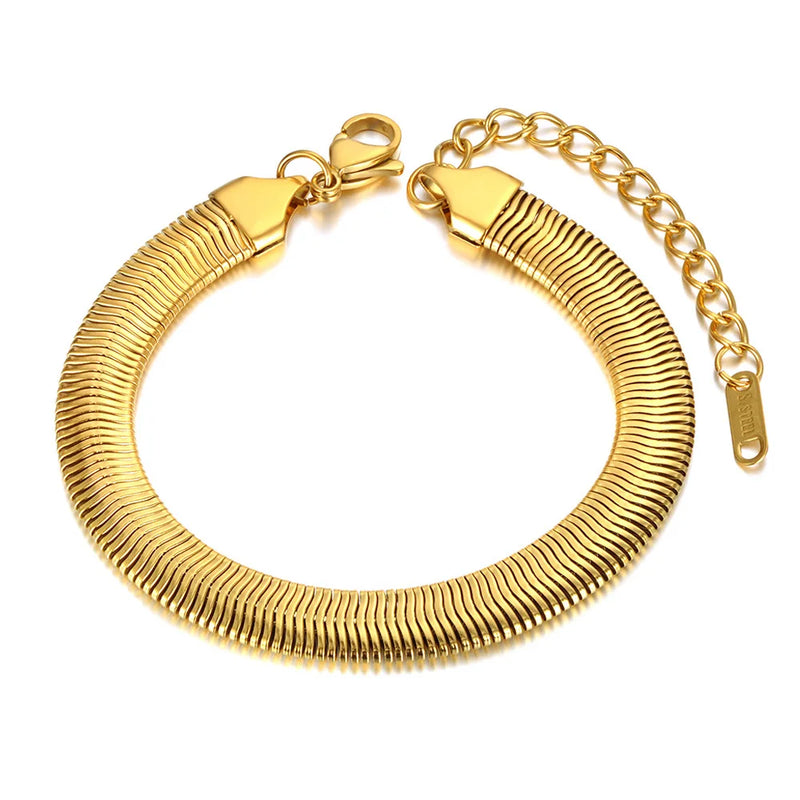 Stainless Steel Wide Thick Snake Chain Bracelet Punk Vintage BB21113