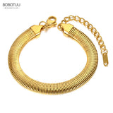 Stainless Steel Wide Thick Snake Chain Bracelet Punk Vintage BB21113
