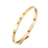 CZ Crystal 4mm Cuff Bangle Love Titanium Stainless Bracelet