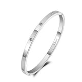 CZ Crystal 4mm Cuff Bangle Love Titanium Stainless Bracelet