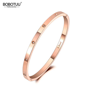 CZ Crystal 4mm Cuff Bangle Love Titanium Stainless Bracelet