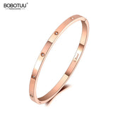 CZ Crystal 4mm Cuff Bangle Love Titanium Stainless Bracelet