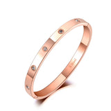 6mm CZ Crystal Cuff Bangle Titanium Bracelet