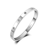 6mm CZ Crystal Cuff Bangle Titanium Bracelet