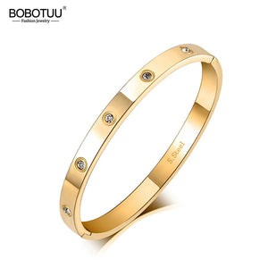 6mm CZ Crystal Cuff Bangle Titanium Bracelet